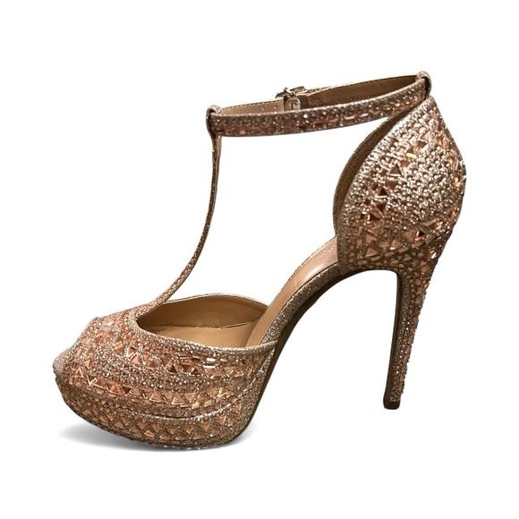 Thalia Sodi Women's Rhinestones Platform Heels Rose Gold 8.5 Party Fairy Glam - Picture 3 of 12